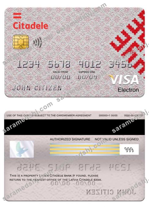 Latvia Citadele bank visa electron card